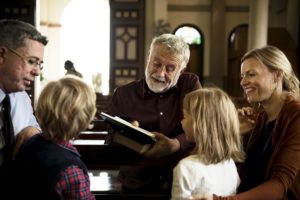 Group of religious people in a church